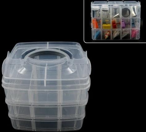 Versatile 18-Grid 3-Layer Transparent Plastic Organizer Box With Adjustable Dividers For Jewelry & Fishing Hooks