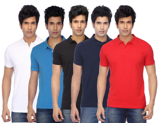 Ketex Cotton Blend Half Sleeves Polo Tshirt (Pack of 5)