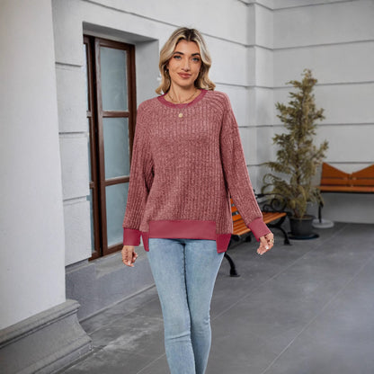 Pullover Knitting Loose Multicolor Top For Women