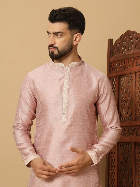 Men's Jacquard Solid Kurta Pyajama Set