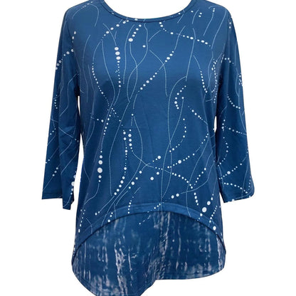 Ladies' Half Sleeve Digital Printed Round Neck Asymmetric T-shirt