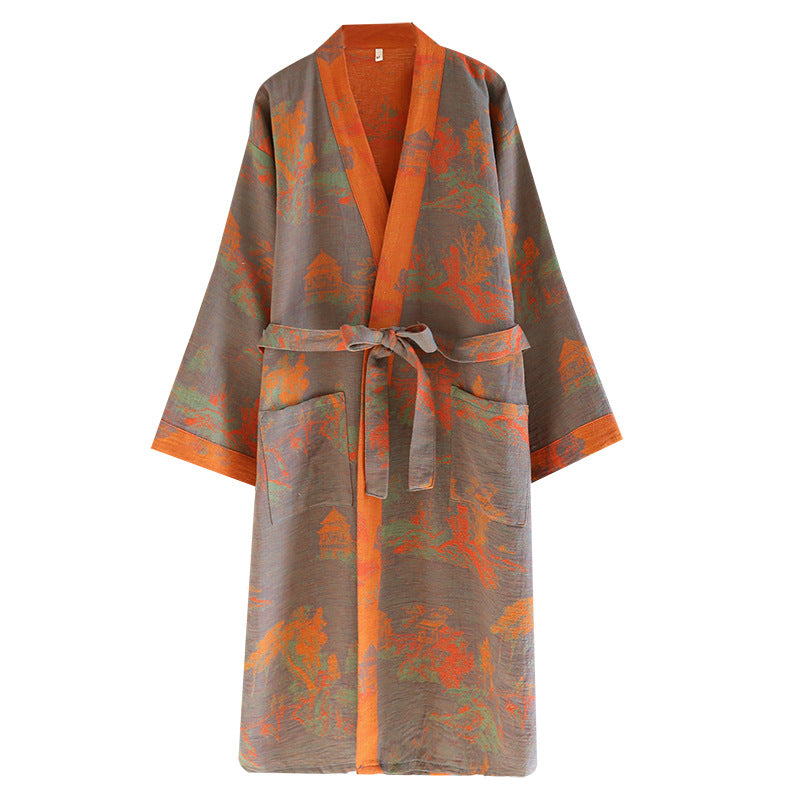 Couple Bathrobe Women's Cotton Jacquard Absorbent