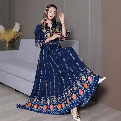 Bohemian Ethnic Style Embroidered Large Swing Skirt