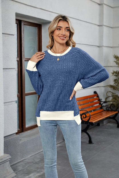 Pullover Knitting Loose Multicolor Top For Women